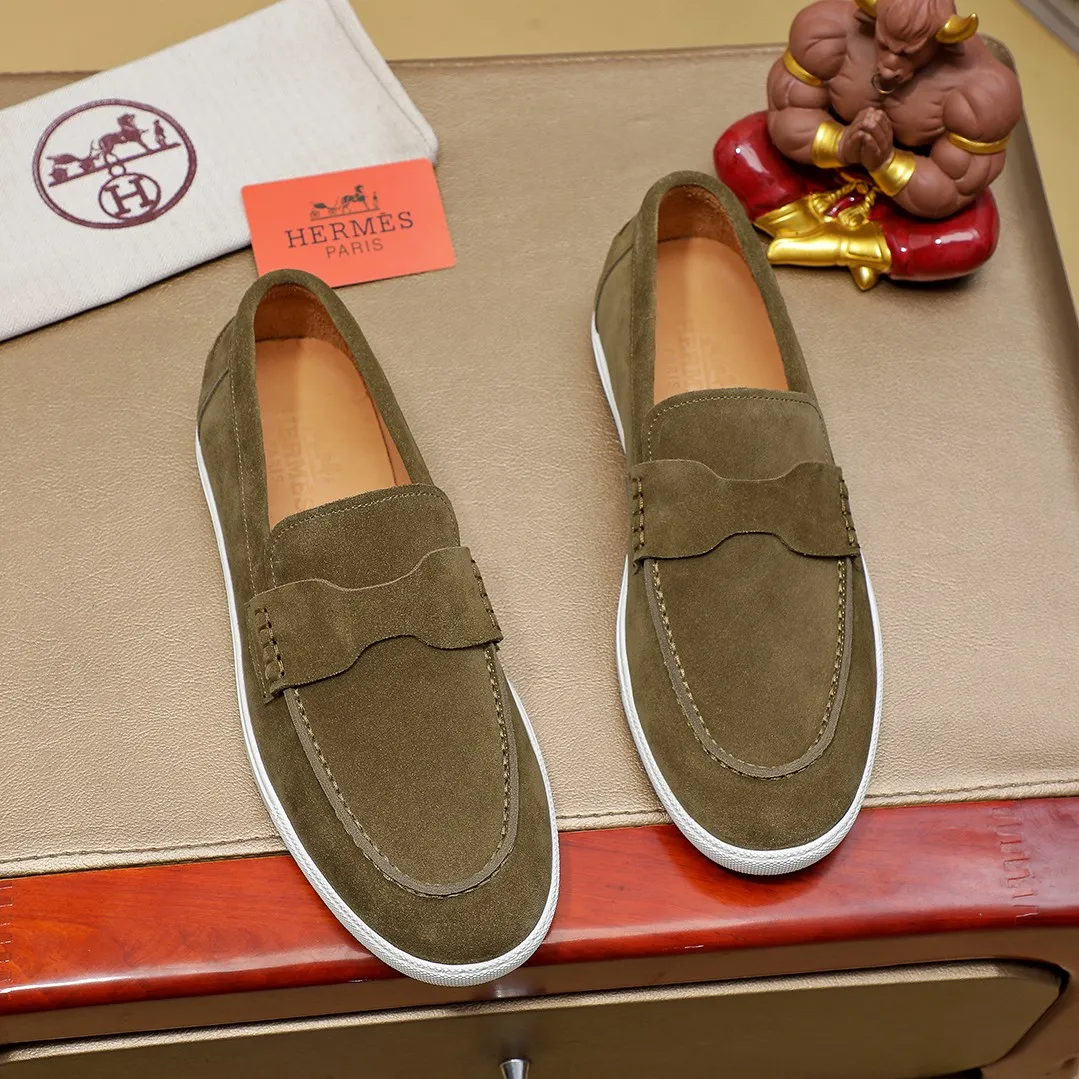 Men's shoes 💰500💰 HERMES Hermès high-end quality original order -Original: imported 🔝Nappa calfskin, frosted cowhide, outer seaming process -Inside: water-dyed cowhide -Outsole: original TPR rubber outsole -Super high quality control·Fine workmanship: High-end, extravagant, and grade) Size: 39-45 (38, 46, can be customized)